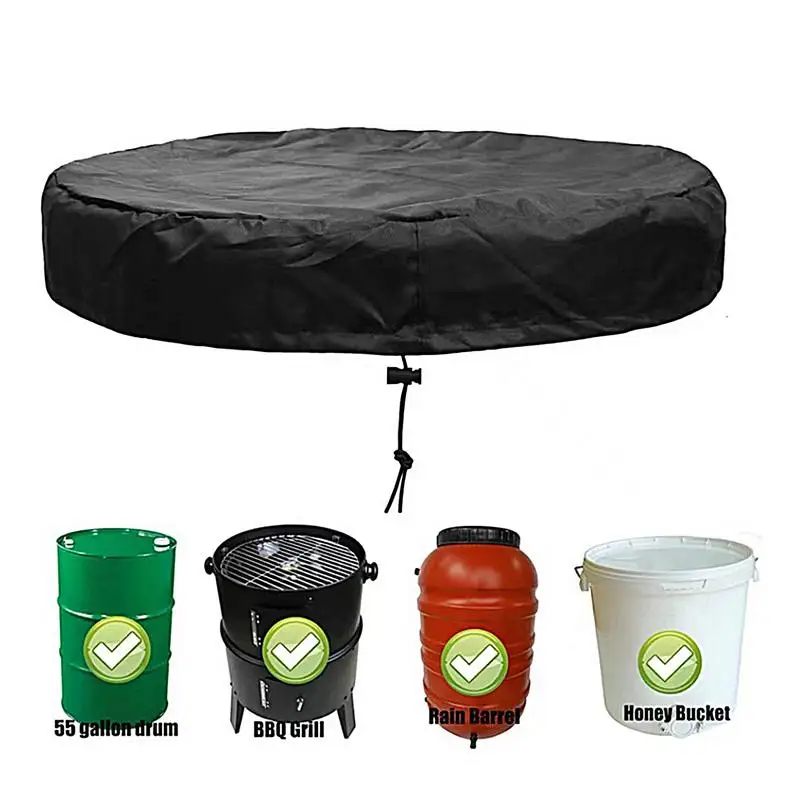 55 Gallon Barrel Lid Cover High-Density Nylon Oxford Fabric Covers with Drawstring 25.59 Inch Diameter Rain Barrel Cover