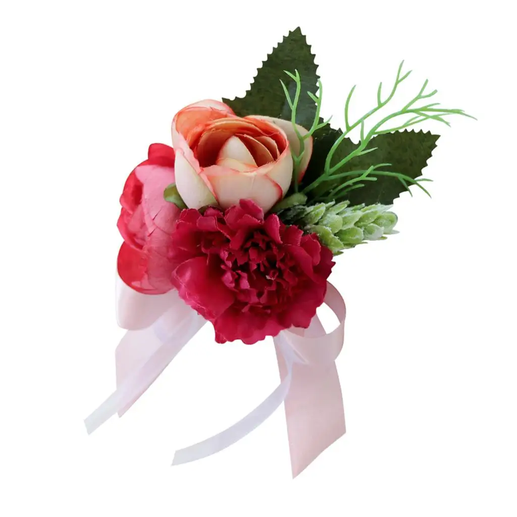 Wedding Corsage Silk Flower Floral Boutonniere for Men Women Party Dress Groomsman Bride Parents Decoration