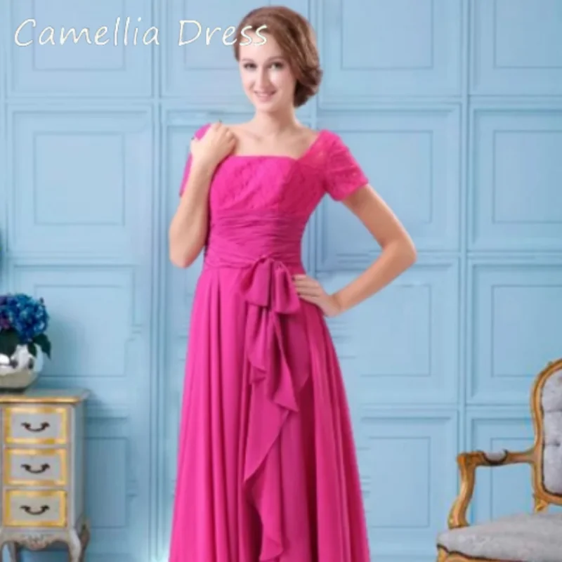 

Mother Dresses Long Chiffon Fuchsia Wedding Guest Sleeveless Bride Mother Dresses Formal Floor Length Dresses