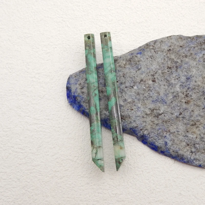 Natural Stone Chrysocolla Long Earring Bead,Handmade Fashion Jewelry Women Earrings Accessories 56x4mm 5g