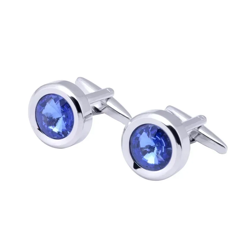 Round Multi Cut Cufflinks Men Women Crystal French Casual Simple Fashionable Formal Wedding Banquet Celebration Birthday Gift