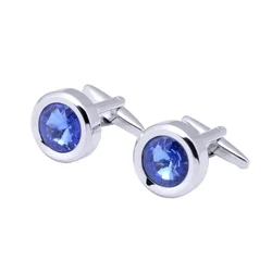 Round Multi Cut Cufflinks Men Women Crystal French Casual Simple Fashionable Formal Wedding Banquet Celebration Birthday Gift
