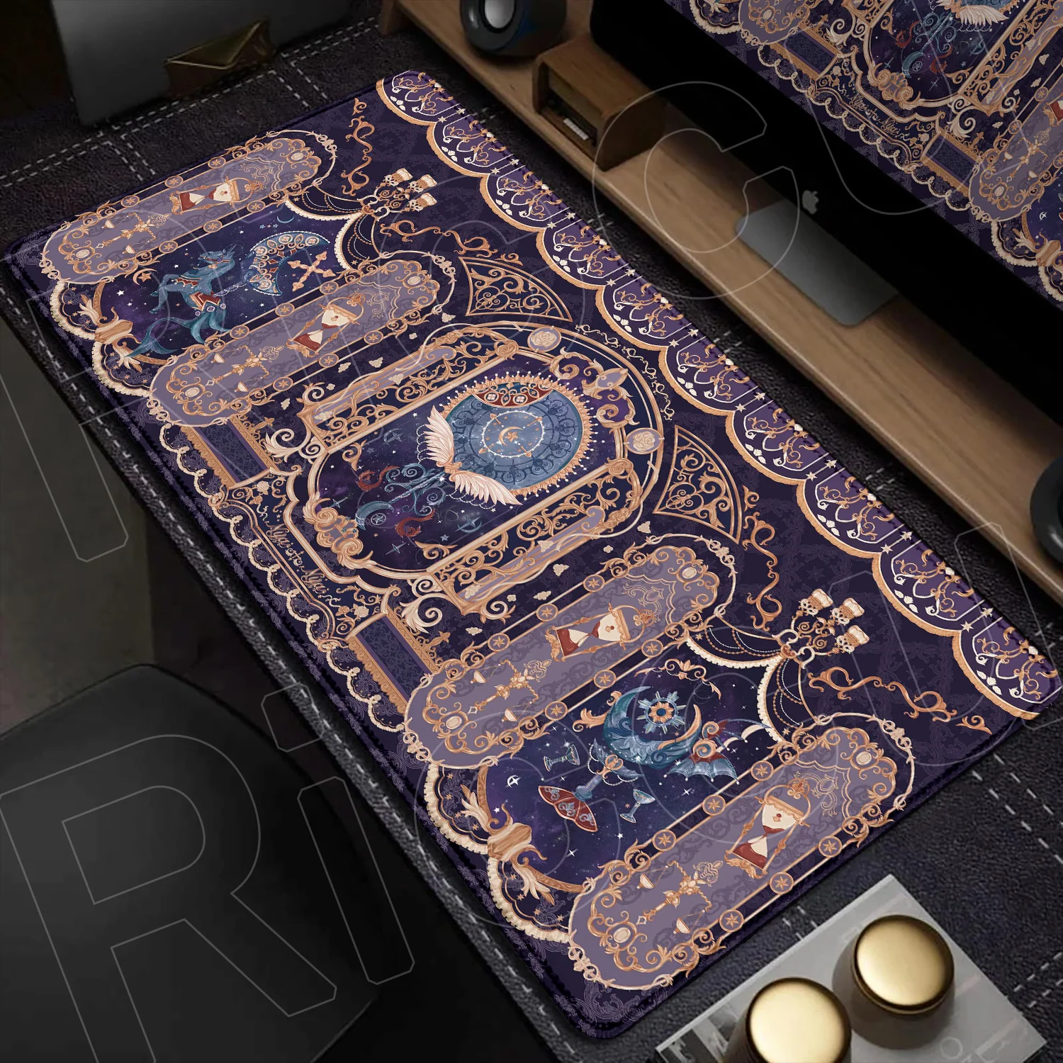 XXL Desk mat Gaming Angel Demon Tarot Rubber Mouse pad Cartoon Celestial Non-slip 80x40cm MousePad PC Accessories Protective pad