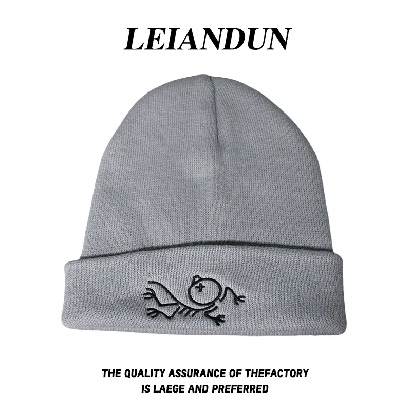 Unisex Elasticity Bird Embroidery Knitted Hat Colorful Ear-protecting Bean Hat Mountain Climbing Hiking Skiing Warm Woolen Hats