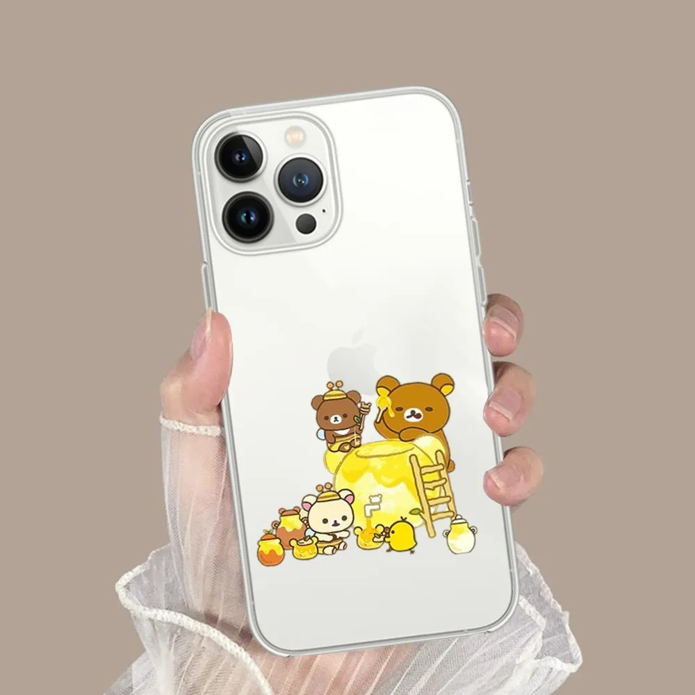 cartoon cute Rilakkuma Phone Case For iPhone15 14 12 13 11 Pro Max XR X XS MAX 15 14 13 Pro 15 plus