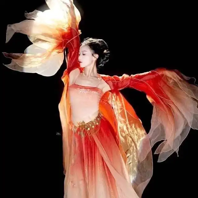 New Classical Dance Koi Fish Gauze Dress Fairy-like Elegant Practice Clothes Chinese Style Super Fairy Big Swing Skirt Big