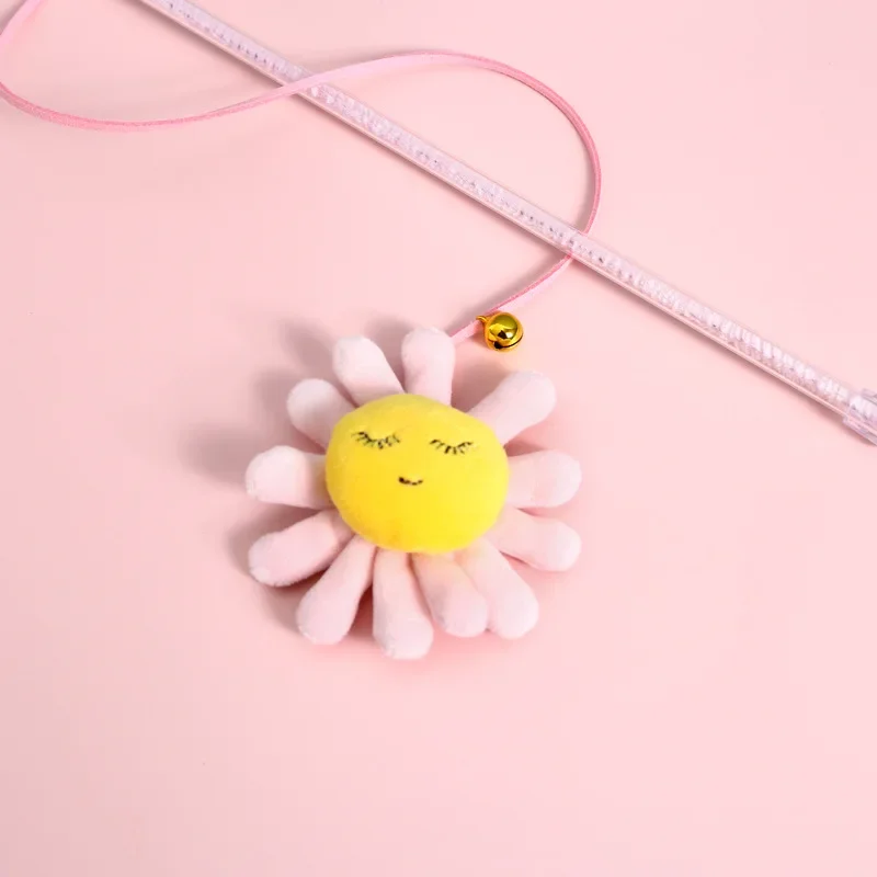 Cat Cartoon Plush Bell Funny Cat Stick Carpenterworm Sun Flower Bean Sprout Pet Interactive Vocal Toy Cat Accessories Pet Toys