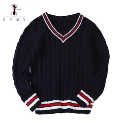 2022 GFMY Autumn Winter Boys Girls Knitted Sweater Mink Velvet Warm Long Sleeve  Tops  Children's V- neck Pullover Knitwear