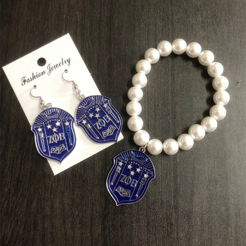 1Set High Zeta Phi Beta Enamle Rhinestone Jewery Set OGS023 Women ZPHIB Sorority Finer Dove Pearl Handmade Decoration Gift