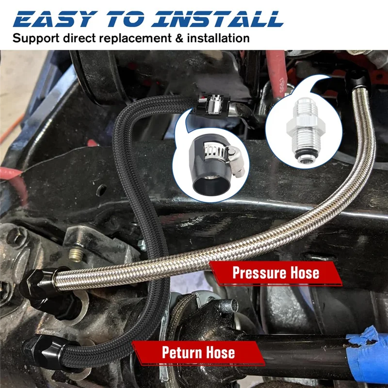 

Reliable Power Steering Pump Hose Kit 25Inch 6AN For Chevy C10 LS Swap Fits Connects For GM Type 2 Pressure Line