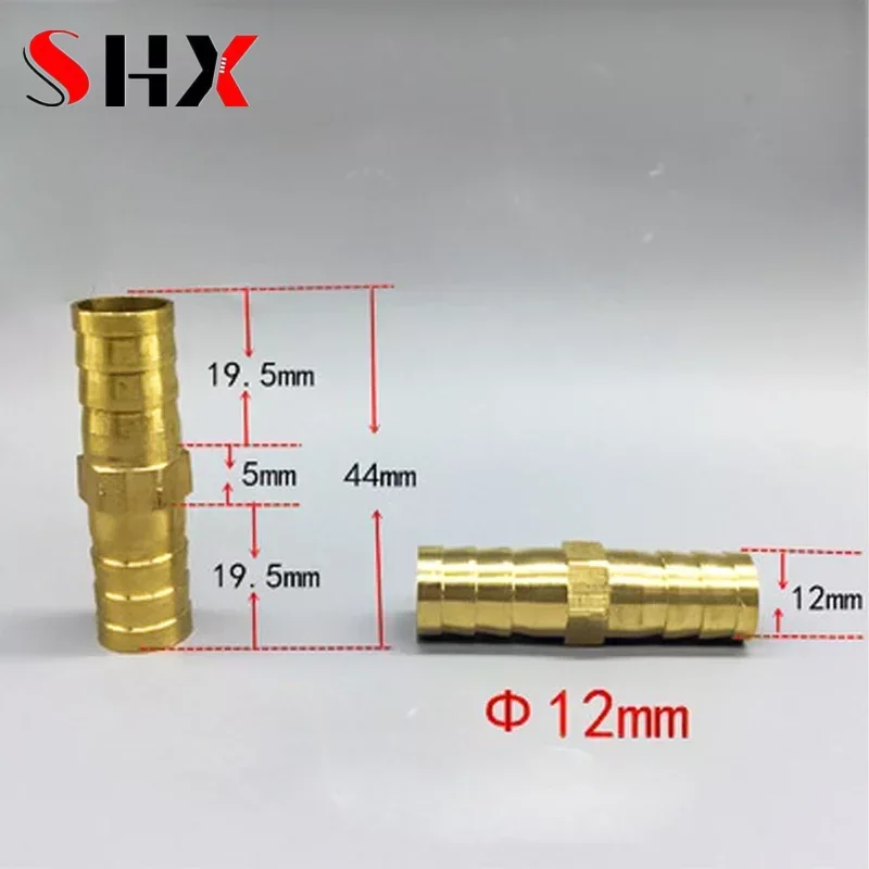 Brass Straight Hose Pipe Fitting Equal Barb Water Pipe Joint Gas Copper Coupler Connector Adapter 3 4 5 6 8 10 12 14 16 19 25 mm