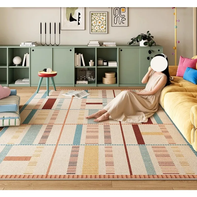 

Geometric Pattern Living Room Carpet Modern Creative Art Bedroom Plush Rug Foldable Machine Washable Non-slip Cloackroom Mats 러그