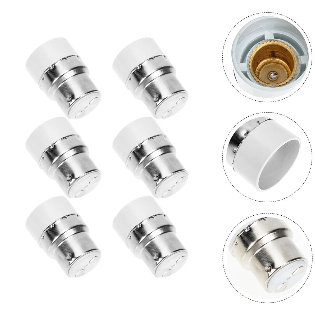 6 Pcs Convert Lamp Head Light Socket Adapter Bulb Extension Base B22 to E14 Outlet