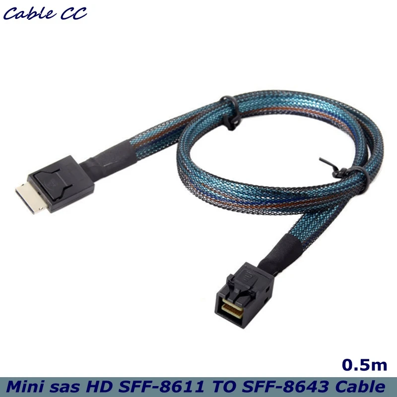 0.5m High Quality PCIe PCI-Express SFF-8611 4i to SFF-8643 HDD SSD Data Active Backplane-Target Cable High Definition