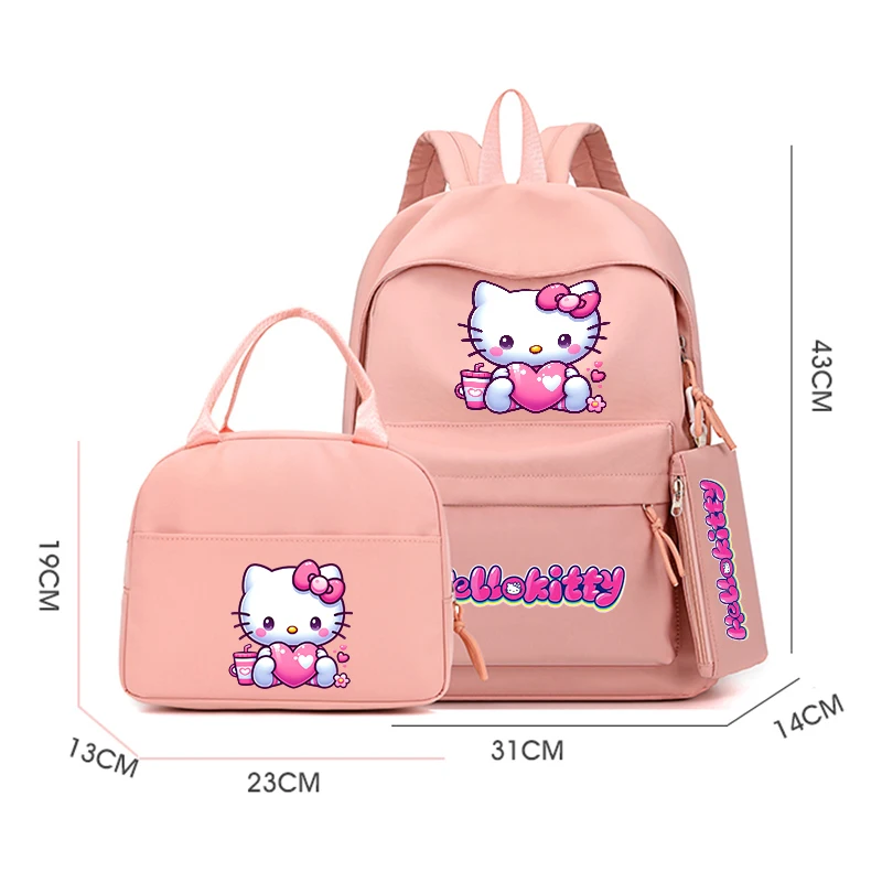 3pcs/set anime ahoj kočička batoh s oběd brašna pro holka hoch couvat na škola batoh na knihy brašna muži ženy cestovní brašna mochila