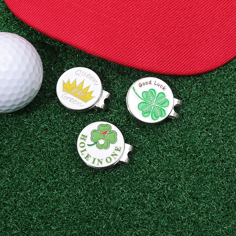 Golf Ball Marker Four Leaf Clover Bird Mark with Magnetic Cap Clip Metal Hat Pins Creative Painted Brooch Decoration Accessories