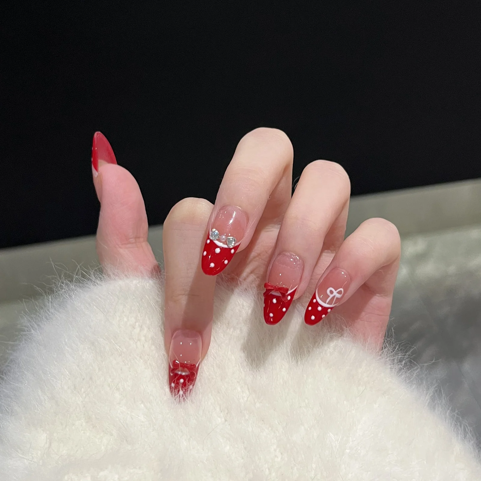 10pcs Cat Eyes Press on Nails with Flash Rhinestone Almond Fake Nails Grids Butterfly DIY Autumn Handmade False Nails image 4