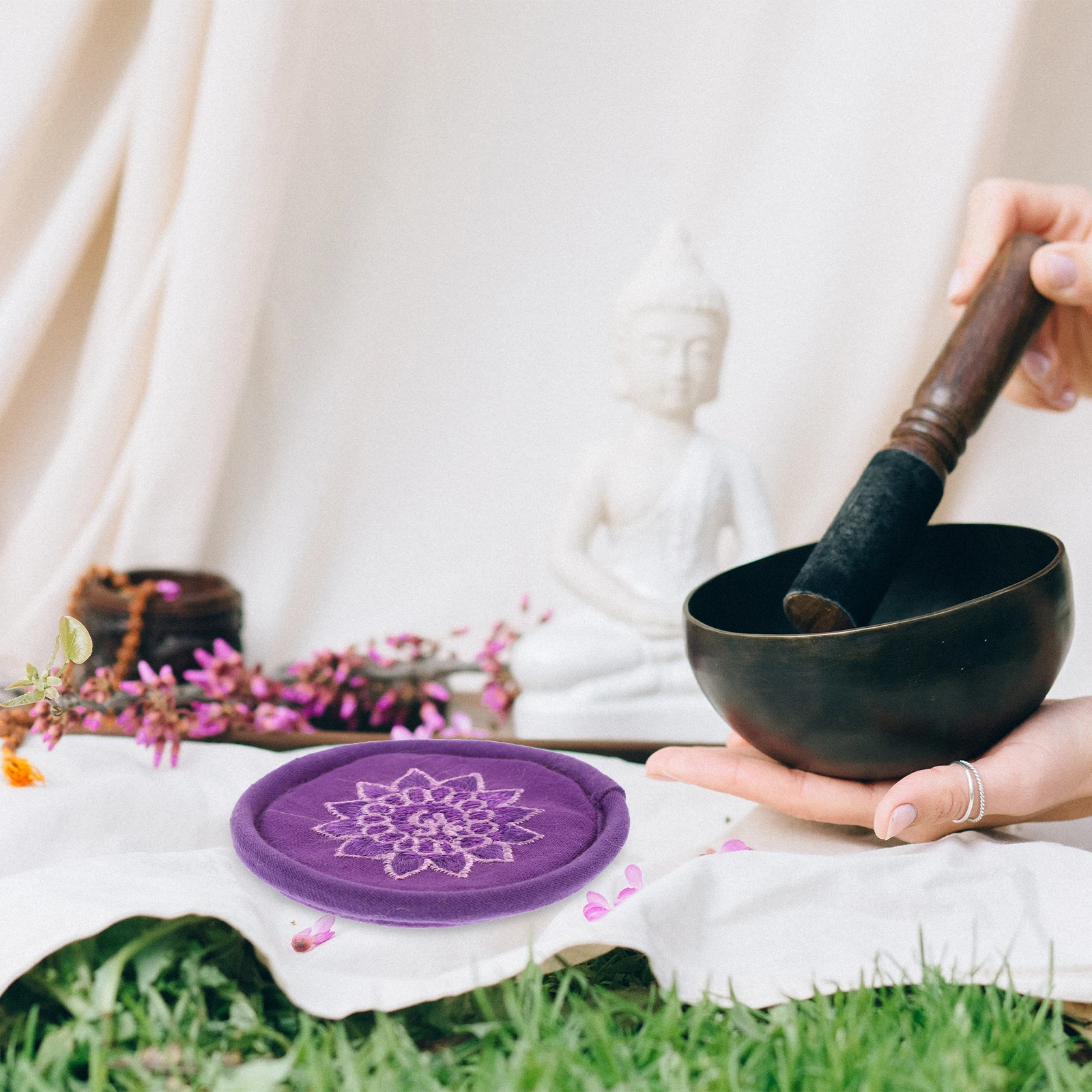 

3pcs Tibetan Singing Cushion Sound Bowl Pad Meditation Supplies Cloth Cushion For Sound Bowls Embroidered Design Light