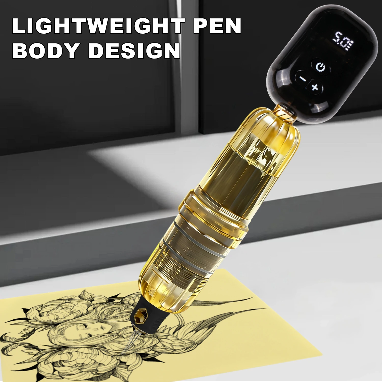 

Tattoo Machine Pen New Blue Camouflage Transparent Appearance 1200mAh Battery Permanent Makeup Tattoo Tool Wireless Tattoo Pen