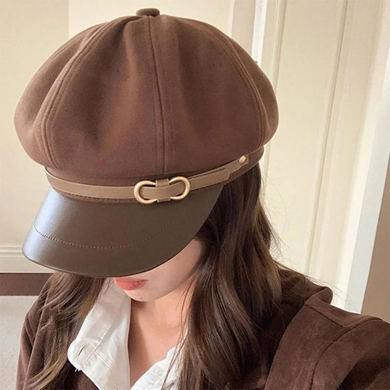 الرجعية النمط البريطاني القبعات للنساء تنوعا مثمنة موزع الصحف قبعة لمحيط الرأس الكبير الربيع الخريف قبعة المرأة قبعة