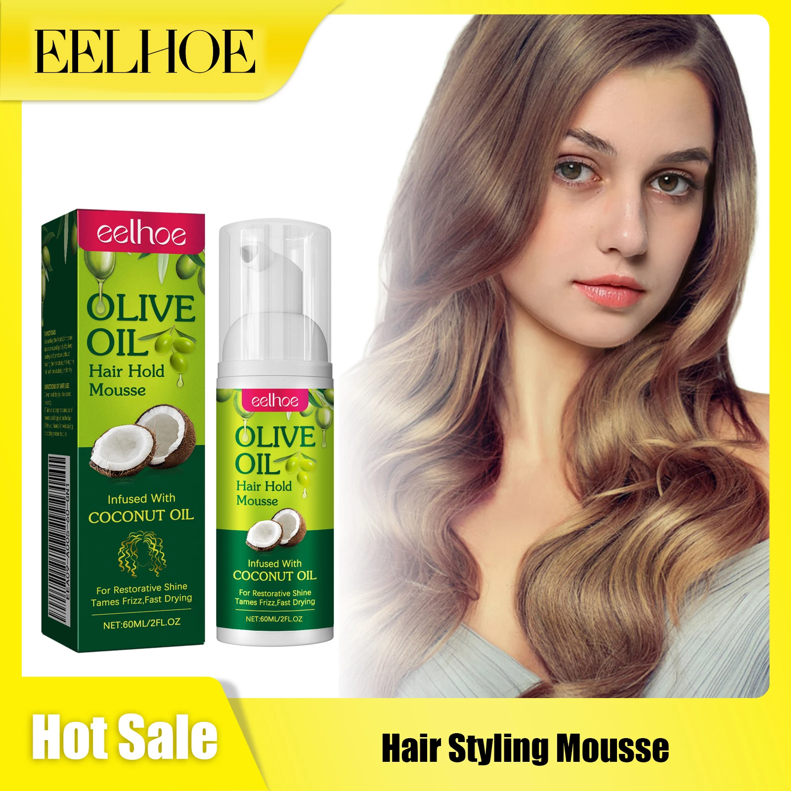 

EELHOE Hair Styling Mousse Deep Hydration Eliminate Frizz Enhance Hair Elasticity Permanent Styling Reduce Loss Hair Care Mousse