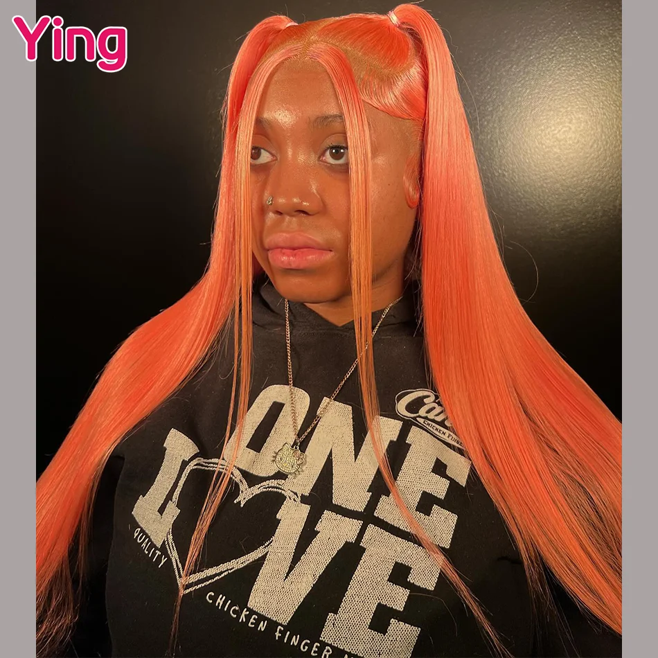 

Ying Bone Straight 13x4 Lace Front Human Hair Wig Pink Orange Peruvian Remy Hair 13x6 Lace Frontal Wig PrePlucked 613 Blonde Wig