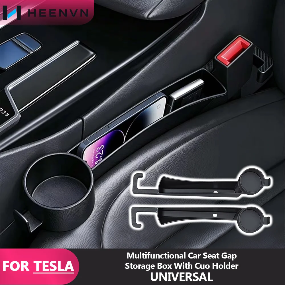TPE Car Seat Gap Filler Storage Box With Cup Holder For Universal Multifunctional Car Console Side Pocket Prevent Item Dropping