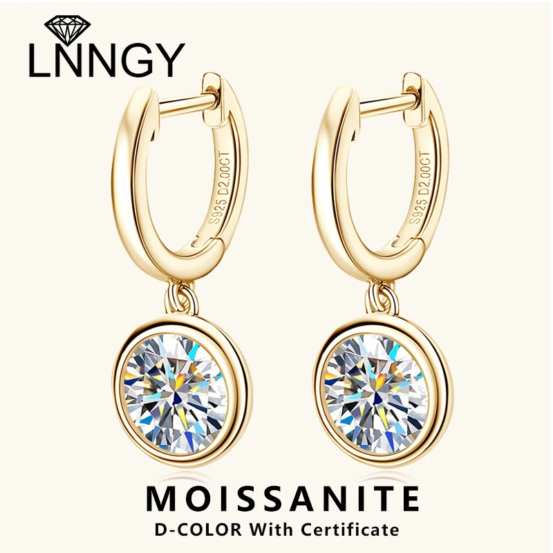 

Lnngy 1ct-3ct серьги-капли с муассанитом для женщин и девочек Brinco Prata, серьги-подвески из стерлингового серебра 925 пробы, модные ювелирные изделия, подарок