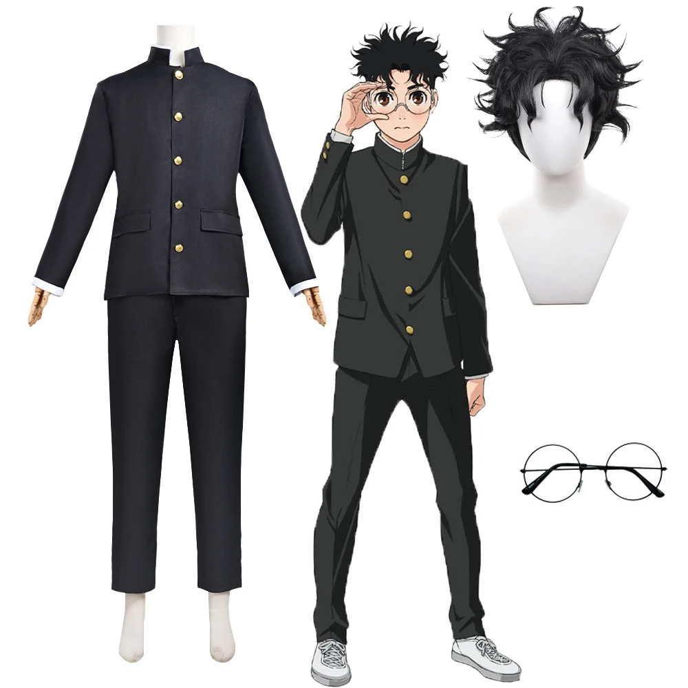 

Аниме Dandadan Ken Takakura Косплей Костюм Парик Окарон Косплей Школьная форма Черная куртка Очки Хэллоуин для мужчин Женщин Взрослых