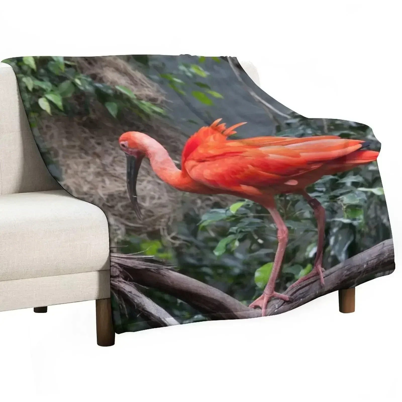 Scarlet Ibis perched on a vine Throw Blanket Bed linens blankets ands Bed Fashionable Sleeping Bag Blankets