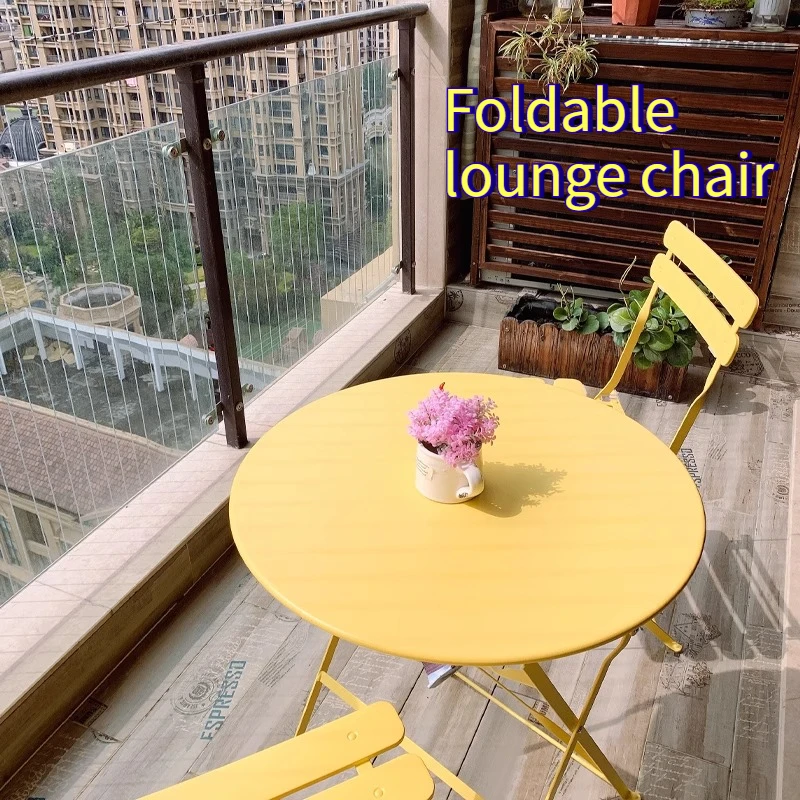 Balcony Leisure Chair Three-piece Set Camping Table Collapsible Anti-rust Garden Camping Beach Outdoor Modern Home Furniture