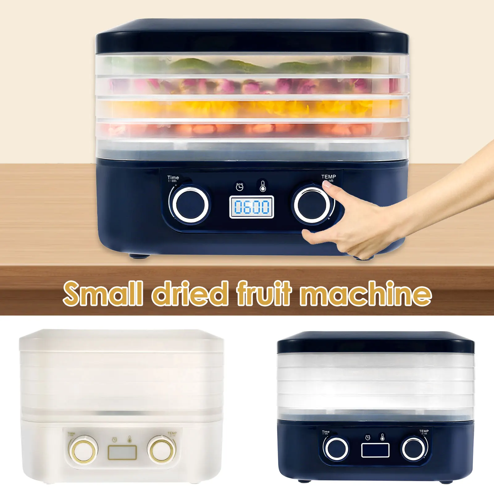 Food Dehydrator 5 Tray Food Dryer Machine Temperature Adjustable Freeze Dried Machine Quiet Freeze Dryer with LCD Display Timer