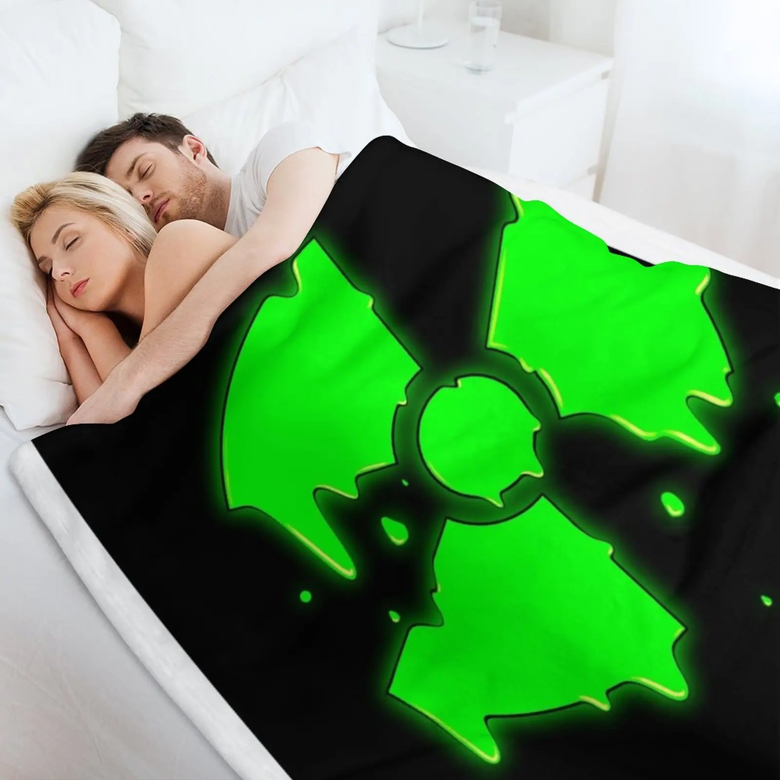 Manta de tiro con símbolo de residuos tóxicos, mantas de siesta sueltas para cama