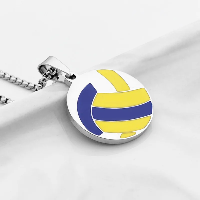 Fashion New Stainless Steel Tide Student Street Ball Sports Pendant Volleyball Sports Series Hundred Matching Accessories Hot