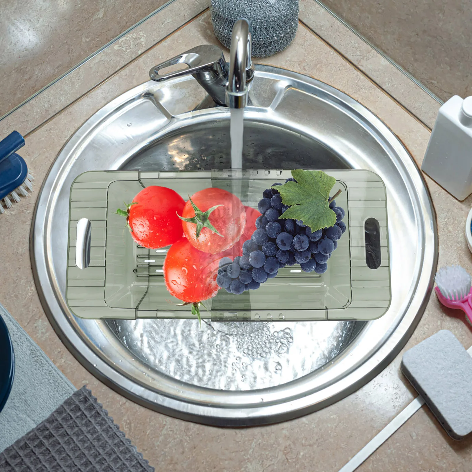 

Green Collapsible Drain Kitchen Sink Strainer Vegetable Fruit Fine Mesh Smooth Edge No Burr Indoor Outdoor UseSink