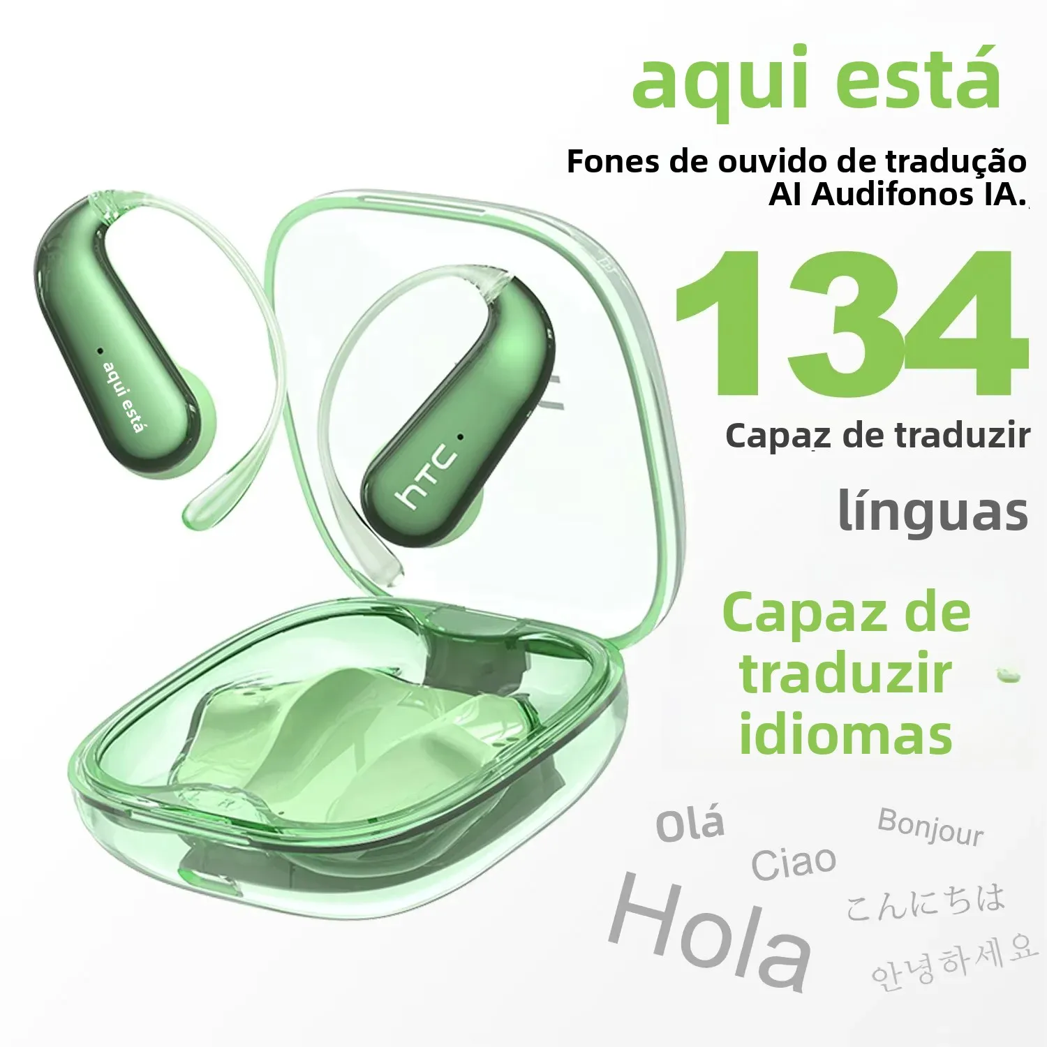 Htc ne38 bluetooth v6.0 fone de ouvido ai tradução fones de ouvido ows titânio-fio sem fio fones de ouvido hd chamadas ultraleve gancho
