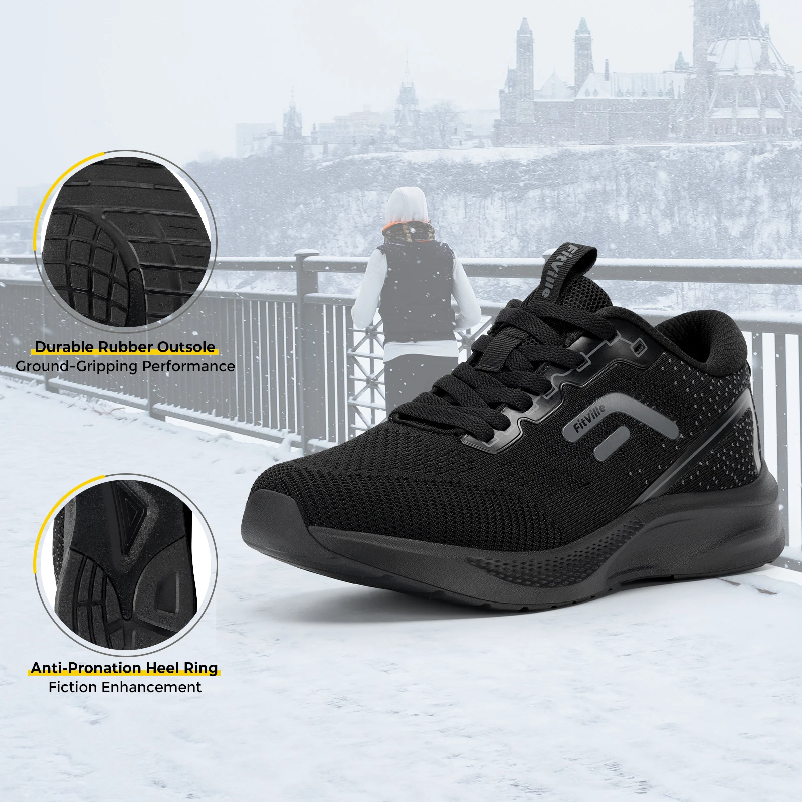 Zapatos Fittington para caminar para hombre, zapatillas de tenis acolchadas para correr, zapatillas deportivas de ancho con soporte para arco, alivio de fascitis Plantar