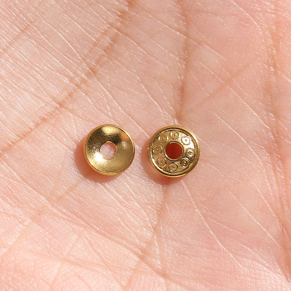 20Pcs 6MM Stainless Steel Gold Flower Bead Caps End Spacer Beads Charms Bead for Jewelry Making Supplies Findings Wholesale
