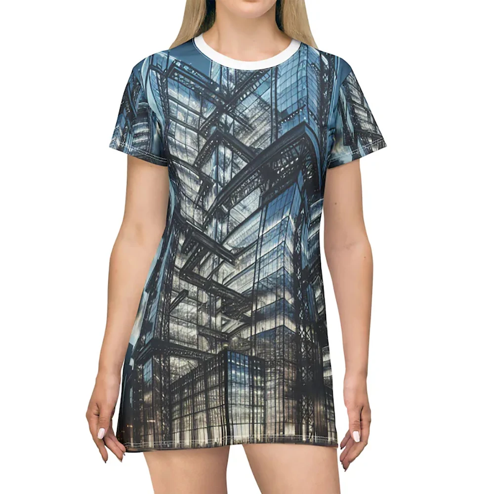 Urban Architecture T-Shirt Dress Stylish Casual Wear Unique Gift Summer Fashion Trendy Streetwear Y2k Ladies Clothes Girl Clothe