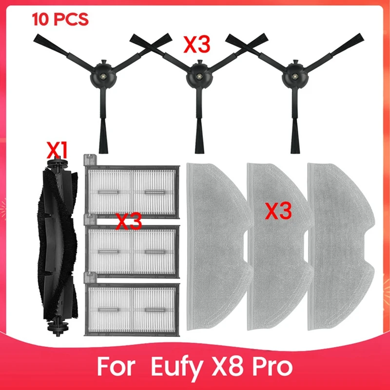 

M11K-For Eufy X8 Pro Robot Main Side Brush Filters Mop Cloths Mop Cloth Rag Vacuum Cleaner Parts Replacement Accessories
