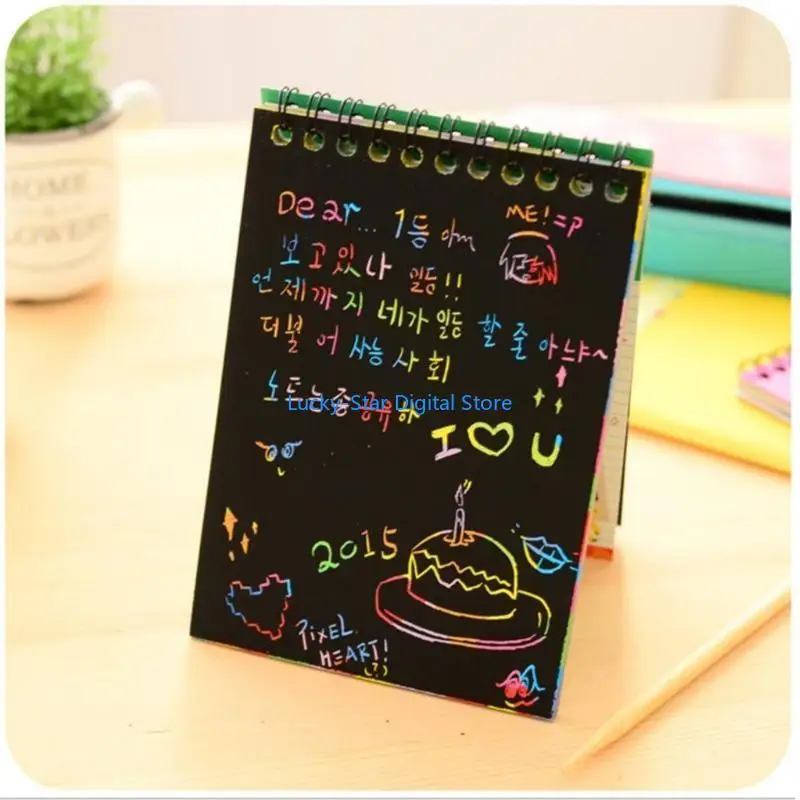 

N7MC 4 PCS Scratch Paper Arts Set для Kid Black Scratch Offs Arts Crafts Note Note