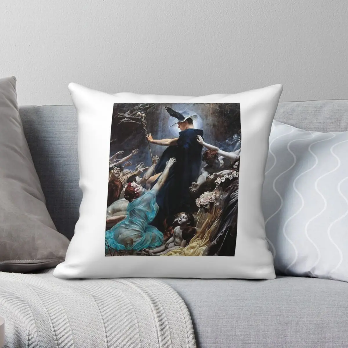 Souls On The Banks Of The Acheron Pillowcase Polyester Linen Velvet Pattern Zip Decorative Throw Pillow Case Home Cushion Case