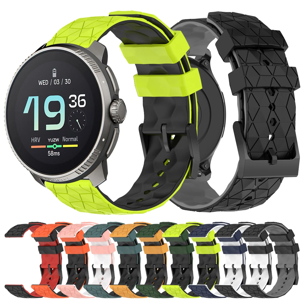 20mm 22mm Two-Tone Football Printed Sport Silicone Band For SUUNTO 9 PEAK PRO /5 PEAK /SUUNTO RACE VERTICAL Watch Strap Bracelet