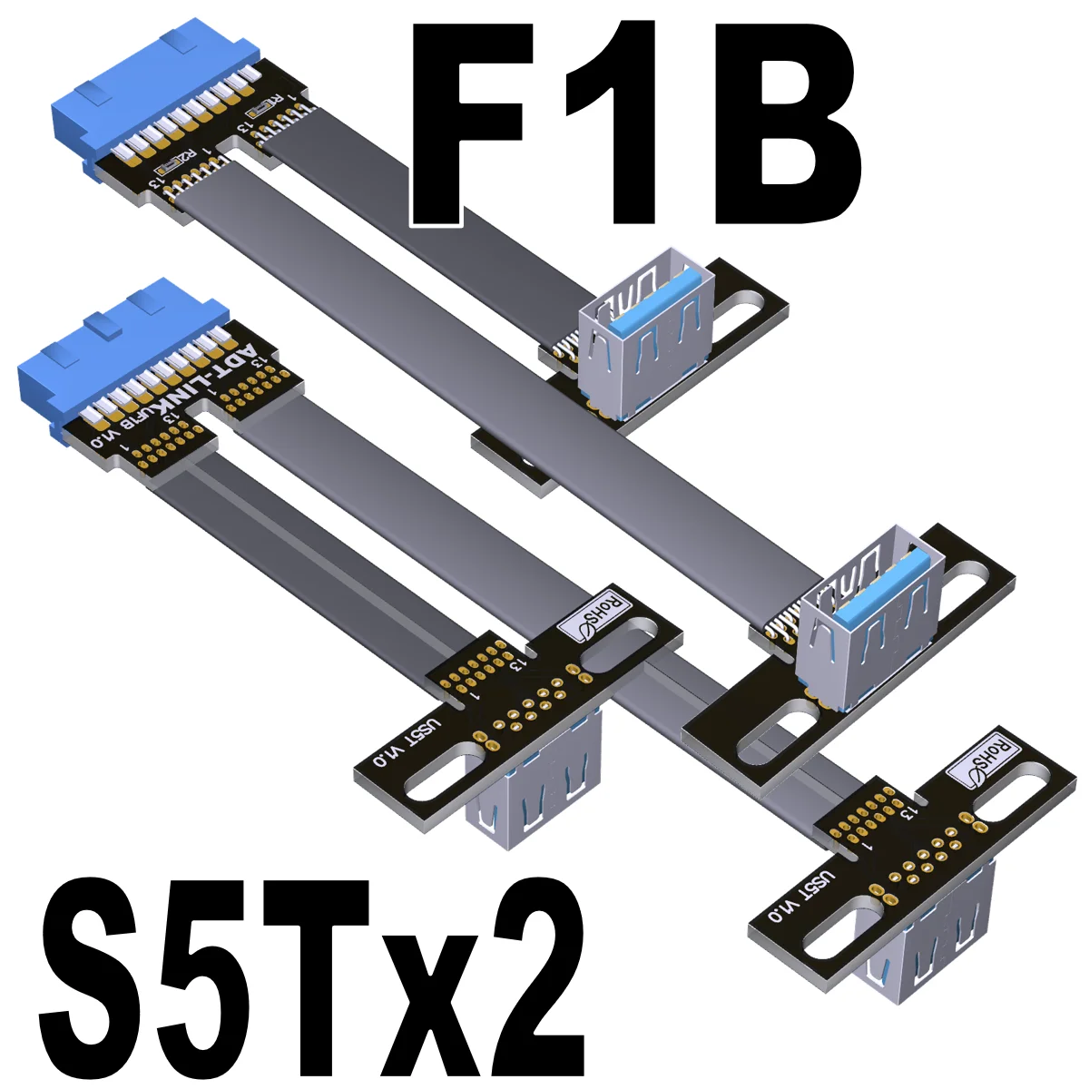 USB 3.0 Dual Double Type-A Cable To Type E Flat Extension Cable USB A Female To Internal USB3.0 19/20Pin FPC FPV Extension Cord