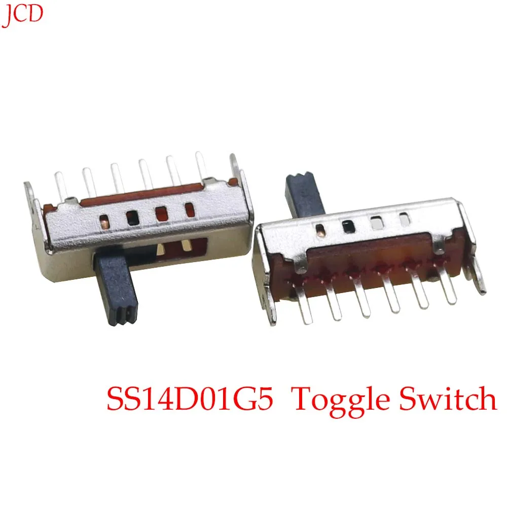 장난감 기계 토글 스위치, SS14D01 4 위치 1P4T 단일 행 6 핀 수직, 브래킷 핸들 길이 5mm 슬라이딩 스위치, 10 개
