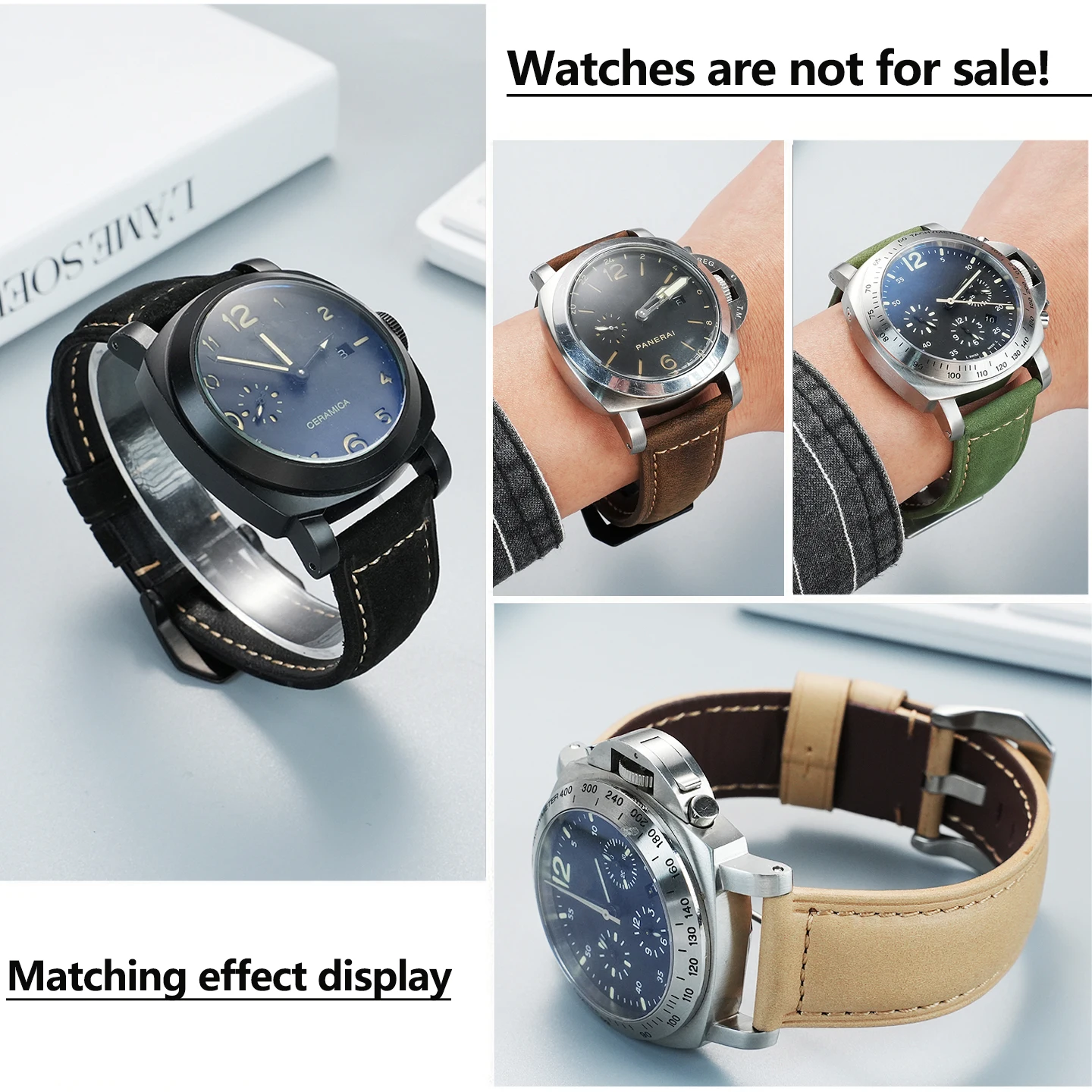 140 + 90 مللي متر تمديد طول حزام ساعة جلد لبانيراي ديزل سايكو 22 مللي متر 24 مللي متر سماكة حزام الرجال سوار من الجلد ماتي