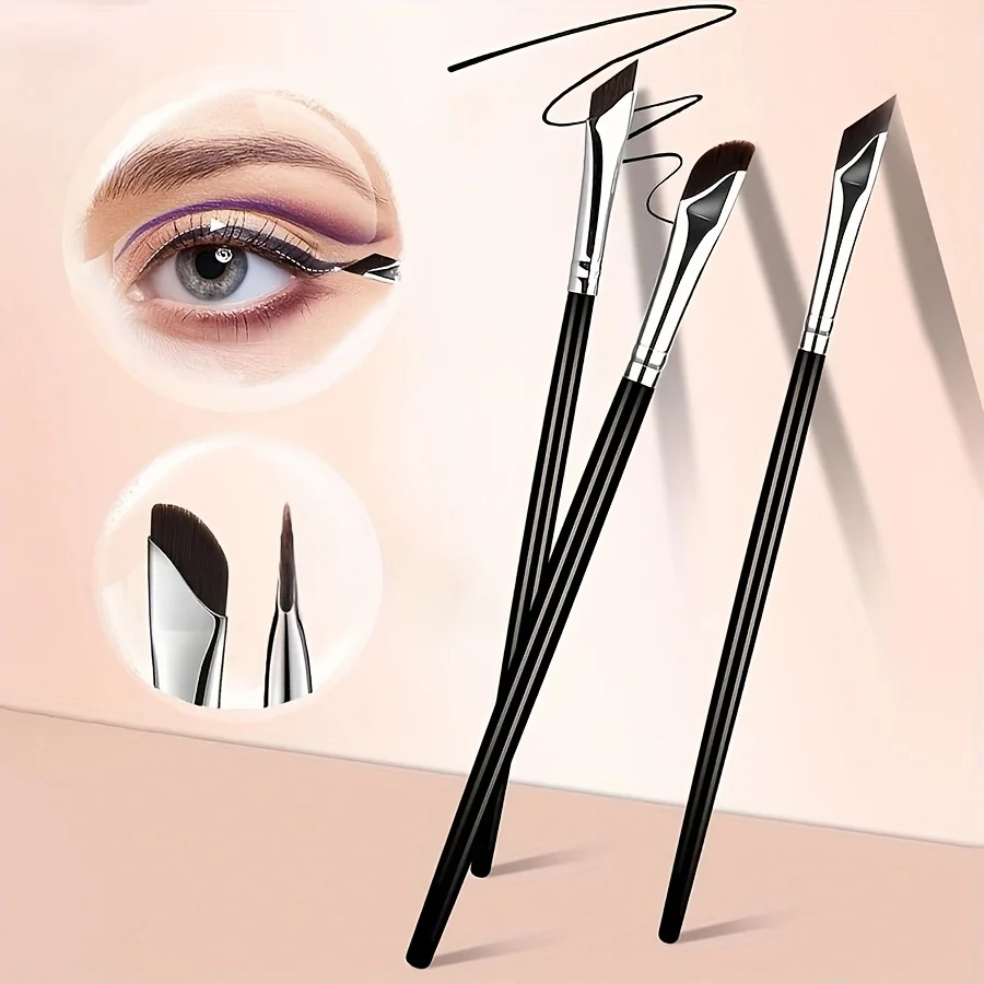 5 delicate sickle shaped eyeliner brushes, bevel eyeliner brushes and eyebrow brushes