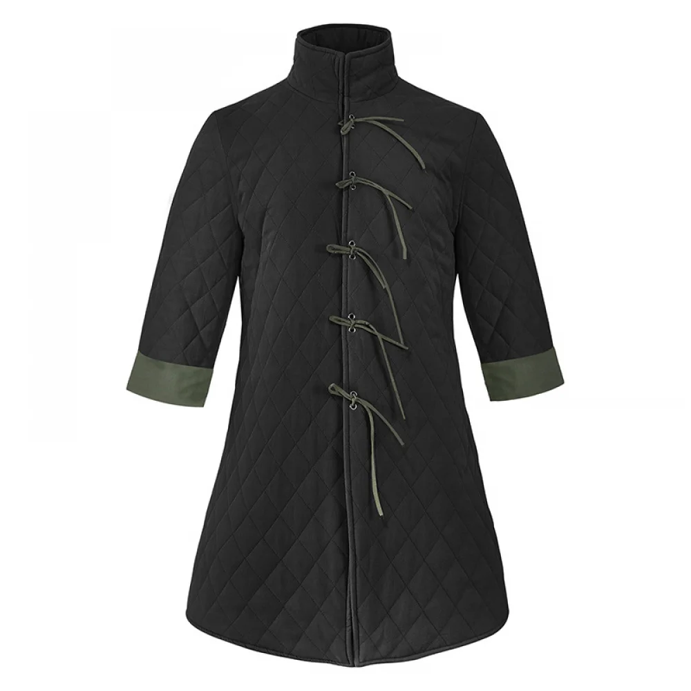 Inverno medieval jaqueta de gola alta gambeon traje meia manga grosso acolchoado masculino robe jaqueta vitoriana trincheira gótico casaco