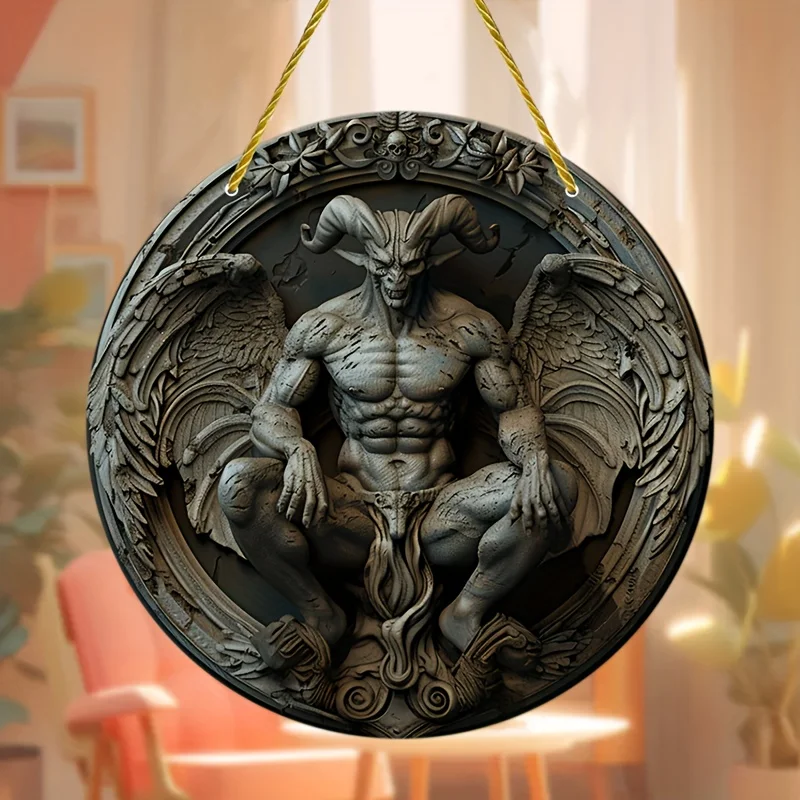 Gargoyle Suncatcher-Round Acrylic Wall Art, Stained Glass-Style Window Hanging,Home&Bedroom Decor,Ideal Gift For Family,Friends