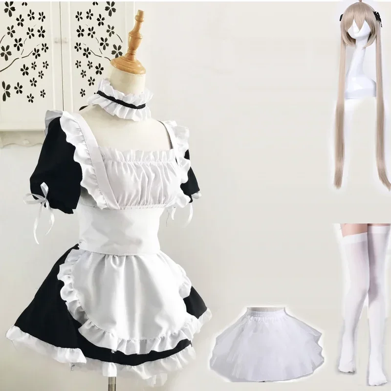 Anime Yosuga no Sora Kasugano Sora strój pokojówki kostiumy Cosplay kobiety seksowny fartuch sukienka Meidofuku Lolita